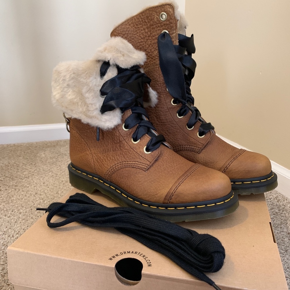 Faux-Fur Lined Dr. Martens Boots - Size 10